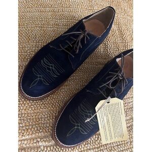 Yuketen Western Oxford Blue Leather Shoes